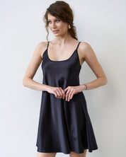 Satin Chemise spaghetti strap S03198 black