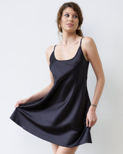 Satin Chemise spaghetti strap S03198 black