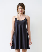 Satin Chemise spaghetti strap S03198 black