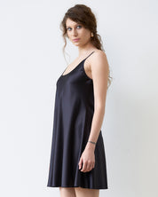 Satin Chemise spaghetti strap S03198 black