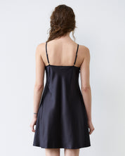 Satin Chemise spaghetti strap S03198 black
