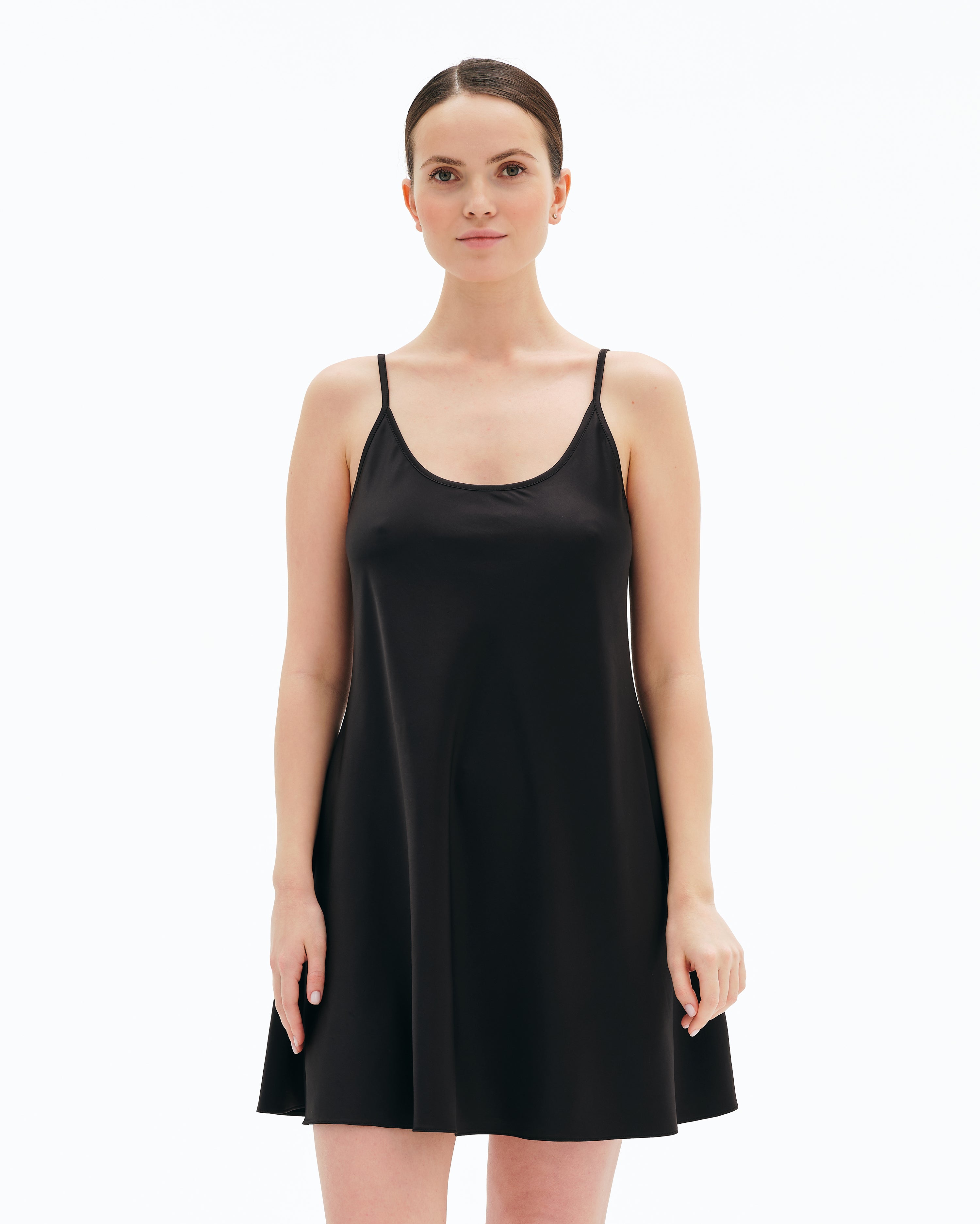 Satin Chemise spaghetti strap S03198 black
