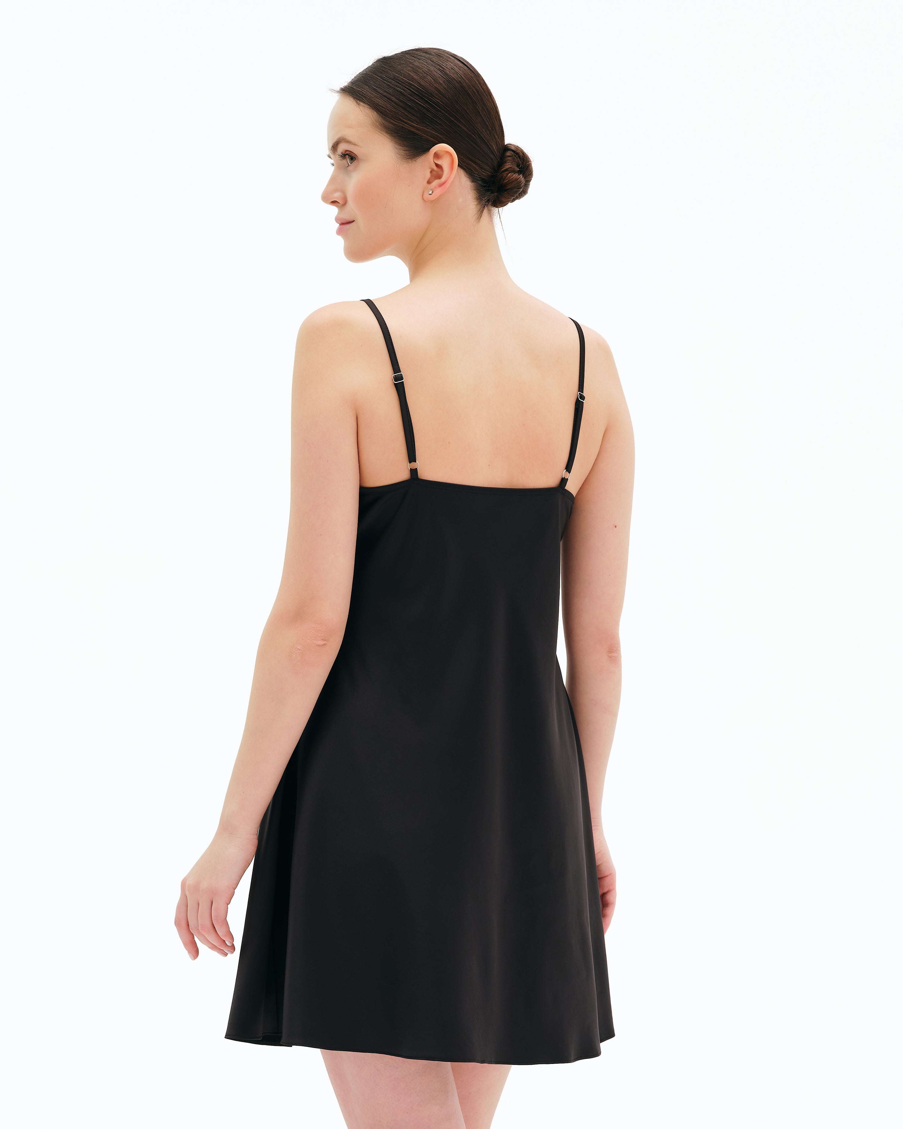 Satin Chemise spaghetti strap S03198 black