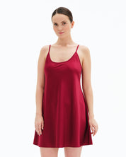 Satin Chemise spaghetti strap S03198 burgundy