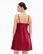 Satin Chemise spaghetti strap S03198 burgundy