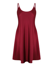 Satin Chemise spaghetti strap S03198 burgundy