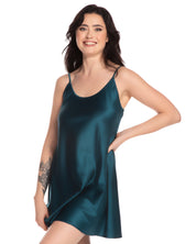 Satin Chemise spaghetti strap S03198 emerald