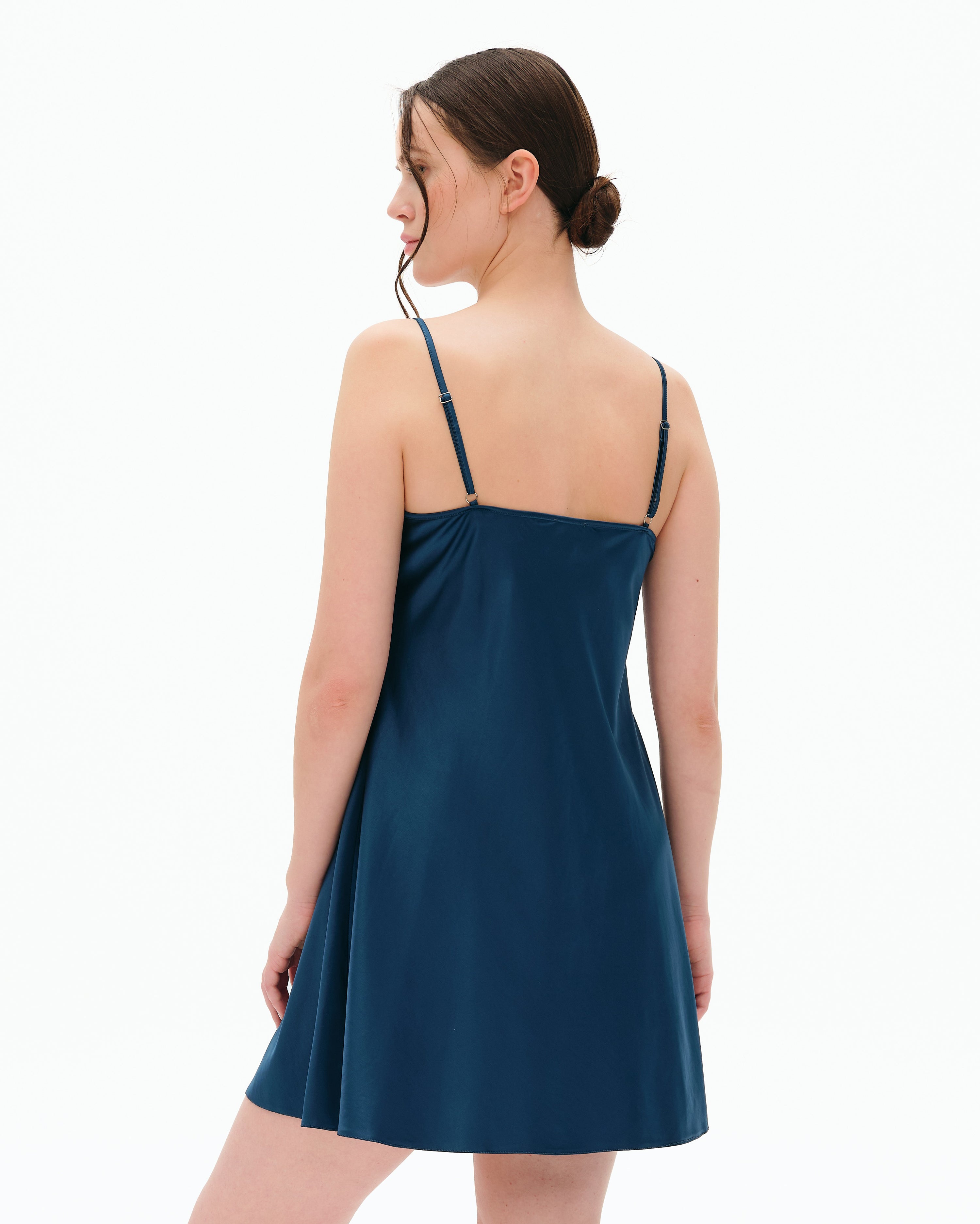 Satin Chemise spaghetti strap S03198 emerald