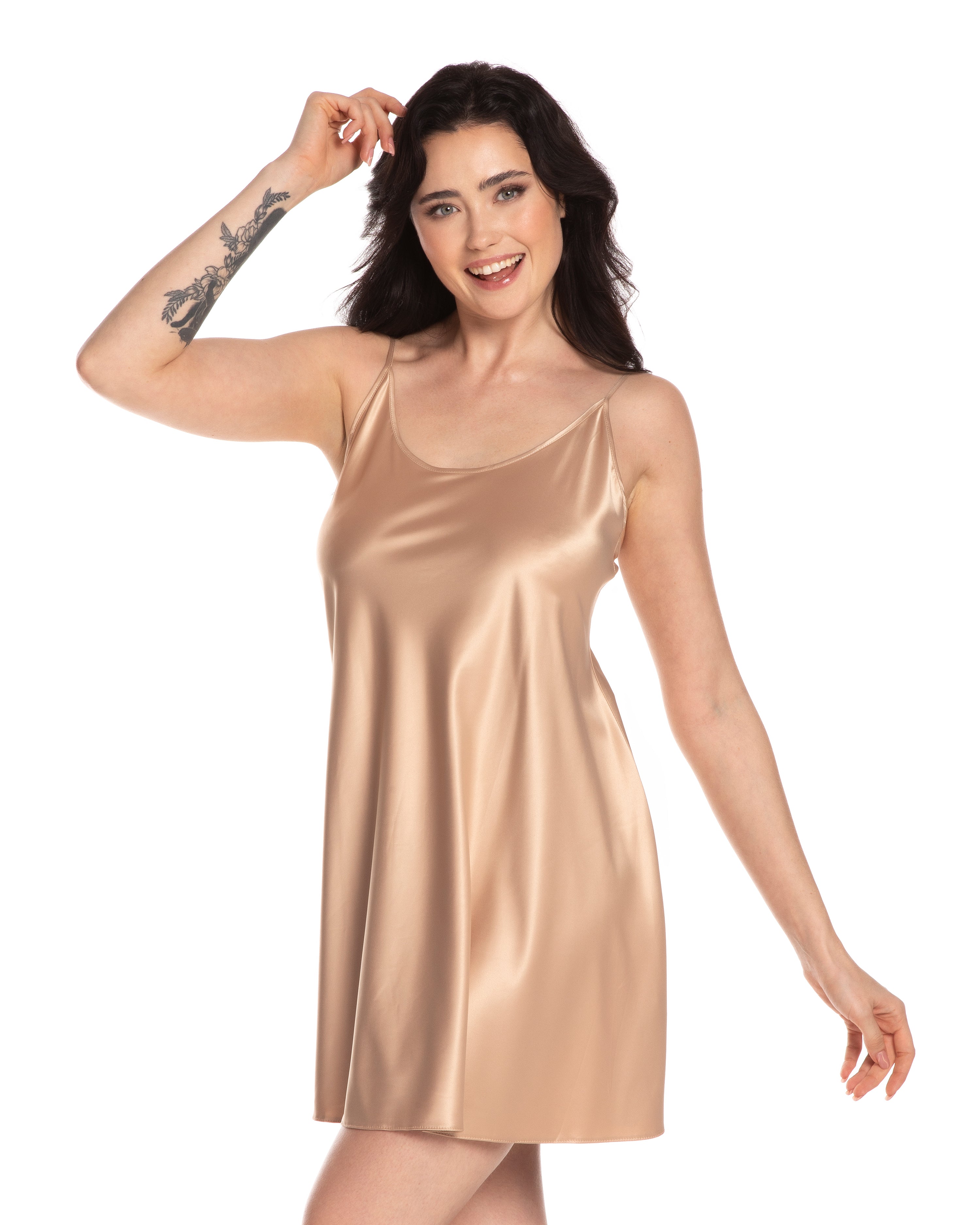 Satin Chemise spaghetti strap S03198 gold