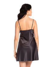 Satin Chemise spaghetti strap S03198 grey