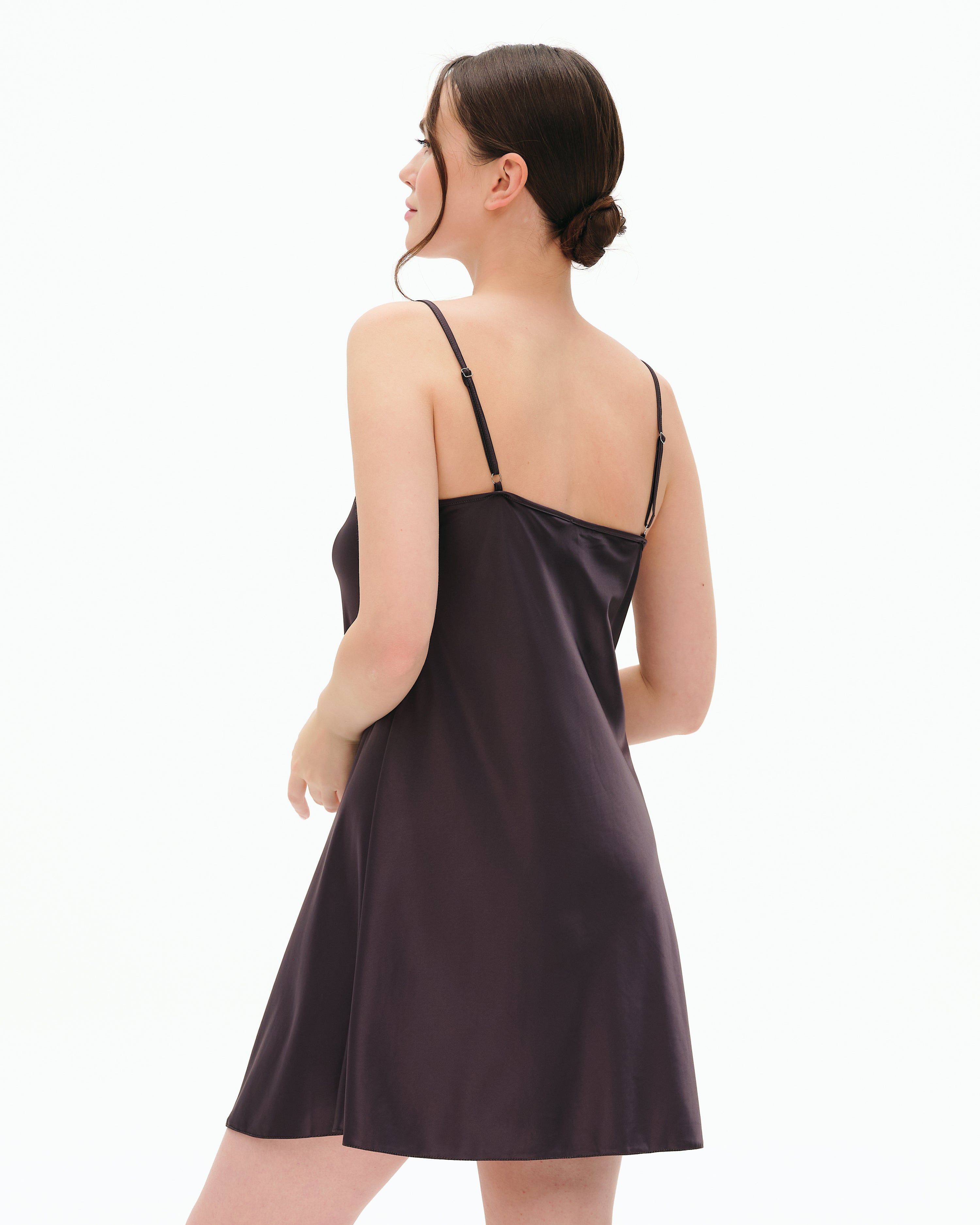 Satin Chemise spaghetti strap S03198 grey