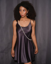 Satin Chemise spaghetti strap S03198 grey
