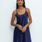 Satin Chemise spaghetti strap S03198 navy
