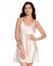 Satin Chemise spaghetti strap S03198 pink