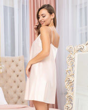 Satin Chemise spaghetti strap S03198 pink