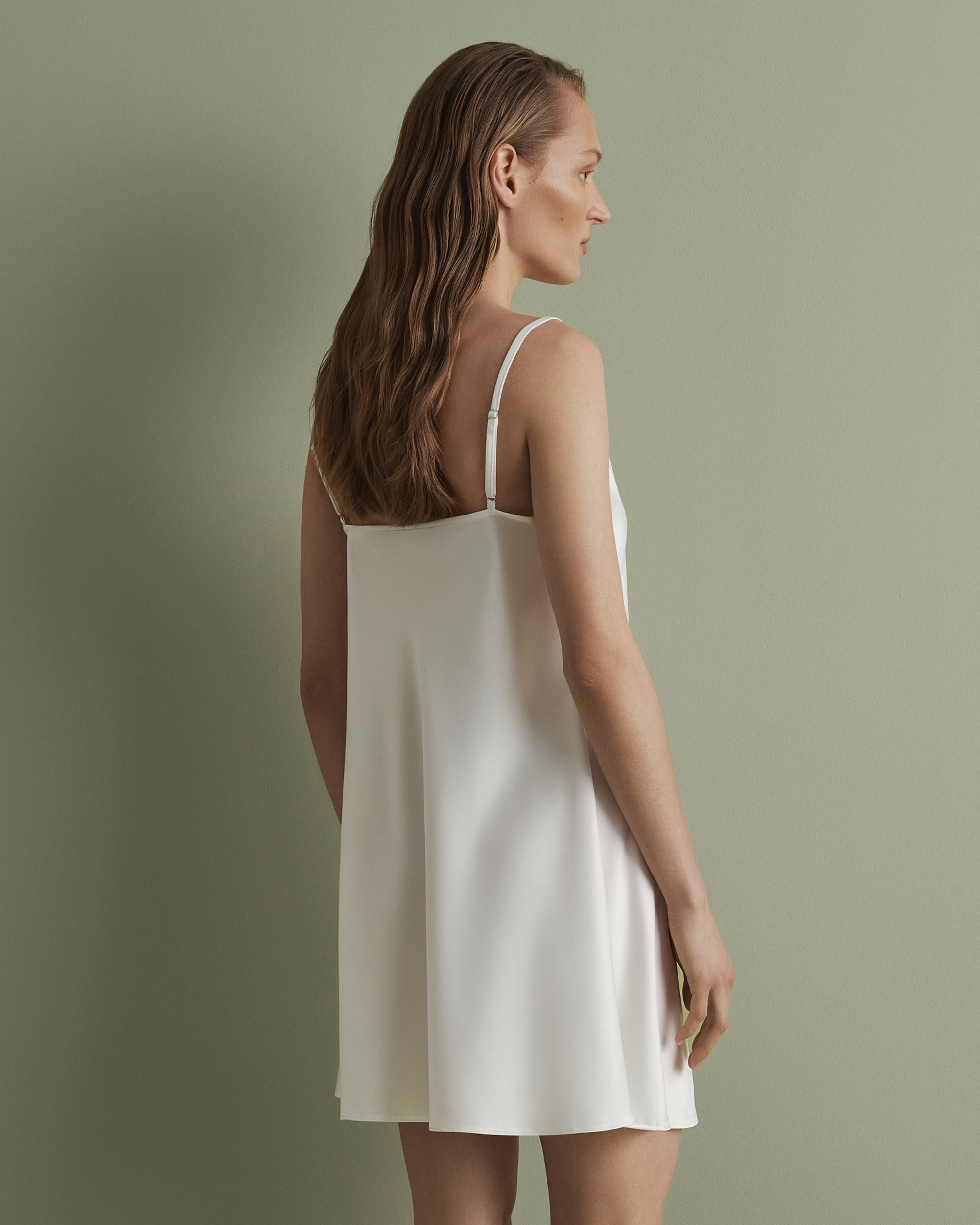 Satin Chemise spaghetti strap S03198 white