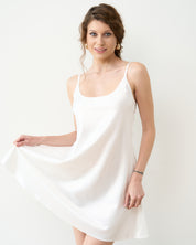 Satin Chemise spaghetti strap S03198 white