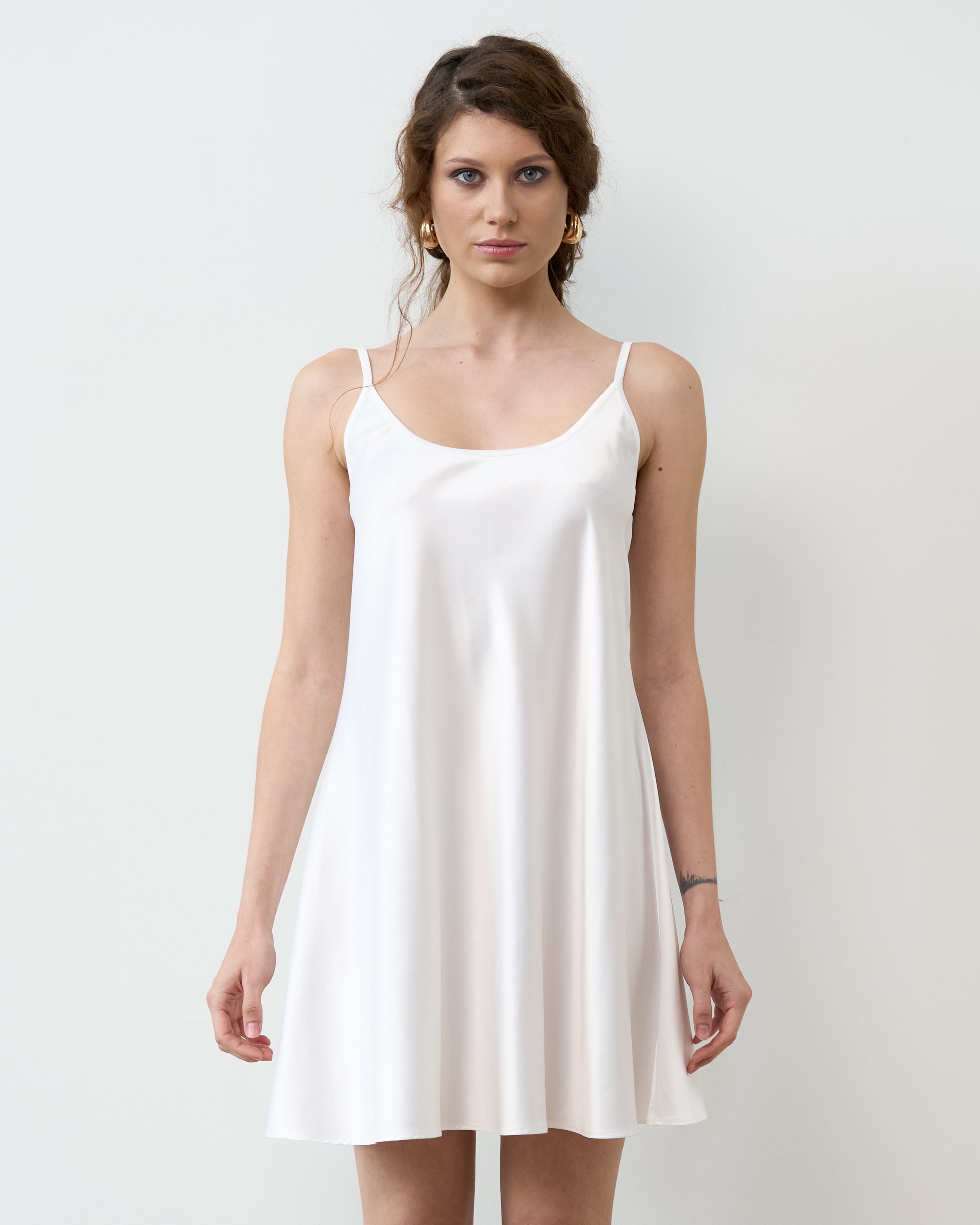 Satin Chemise spaghetti strap S03198 white