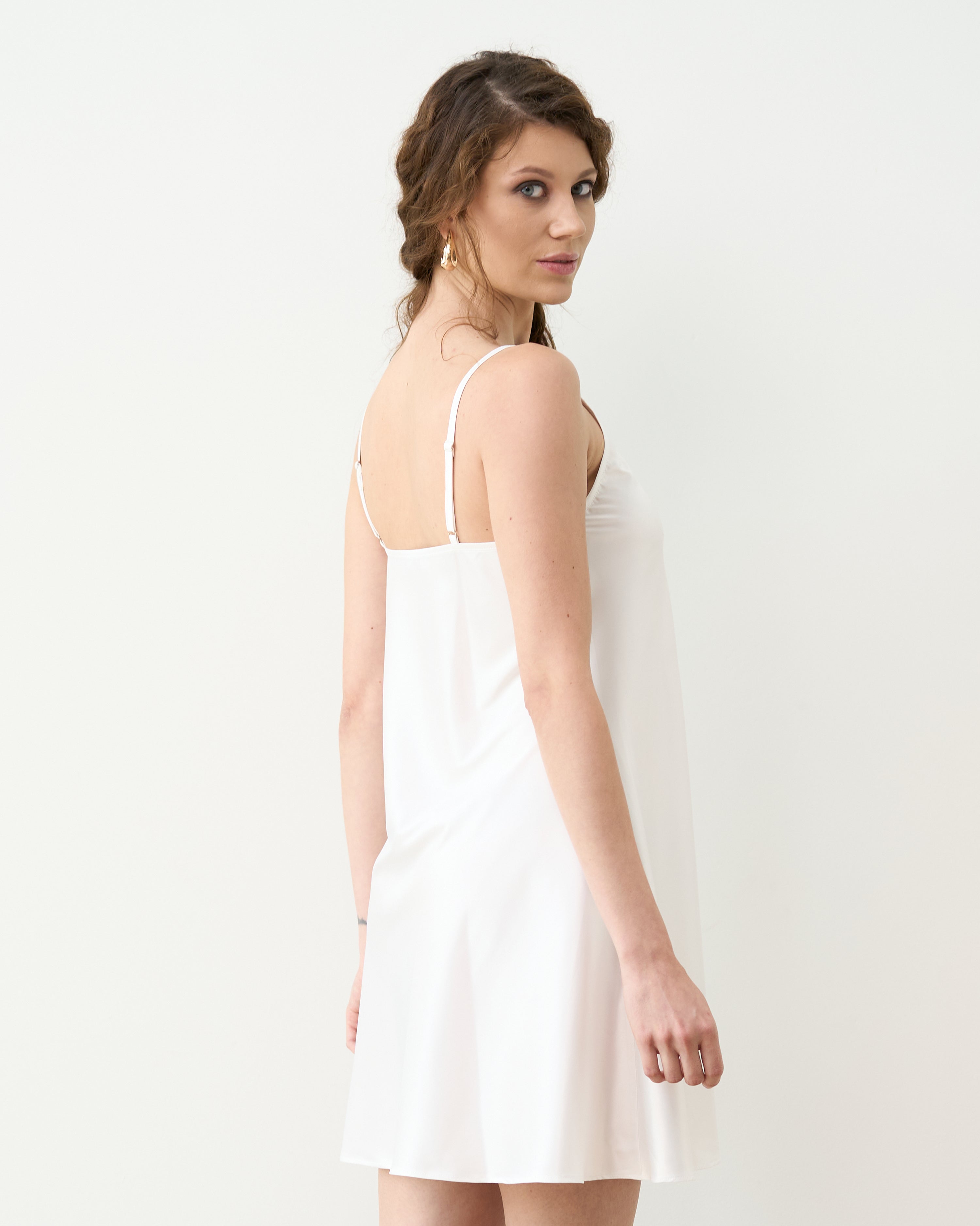 Satin Chemise spaghetti strap S03198 white