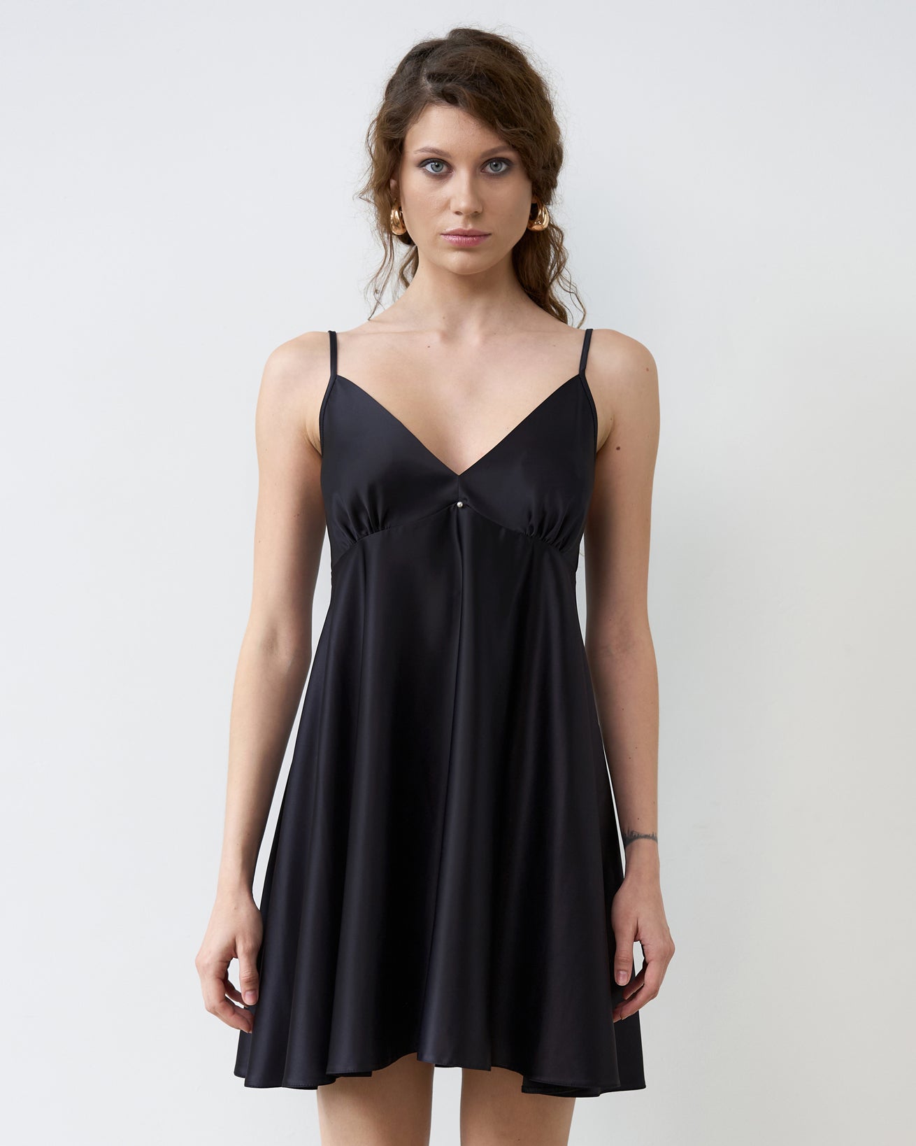 Satin chemise Babydoll S03199 black