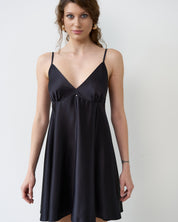 Satin chemise Babydoll S03199 black