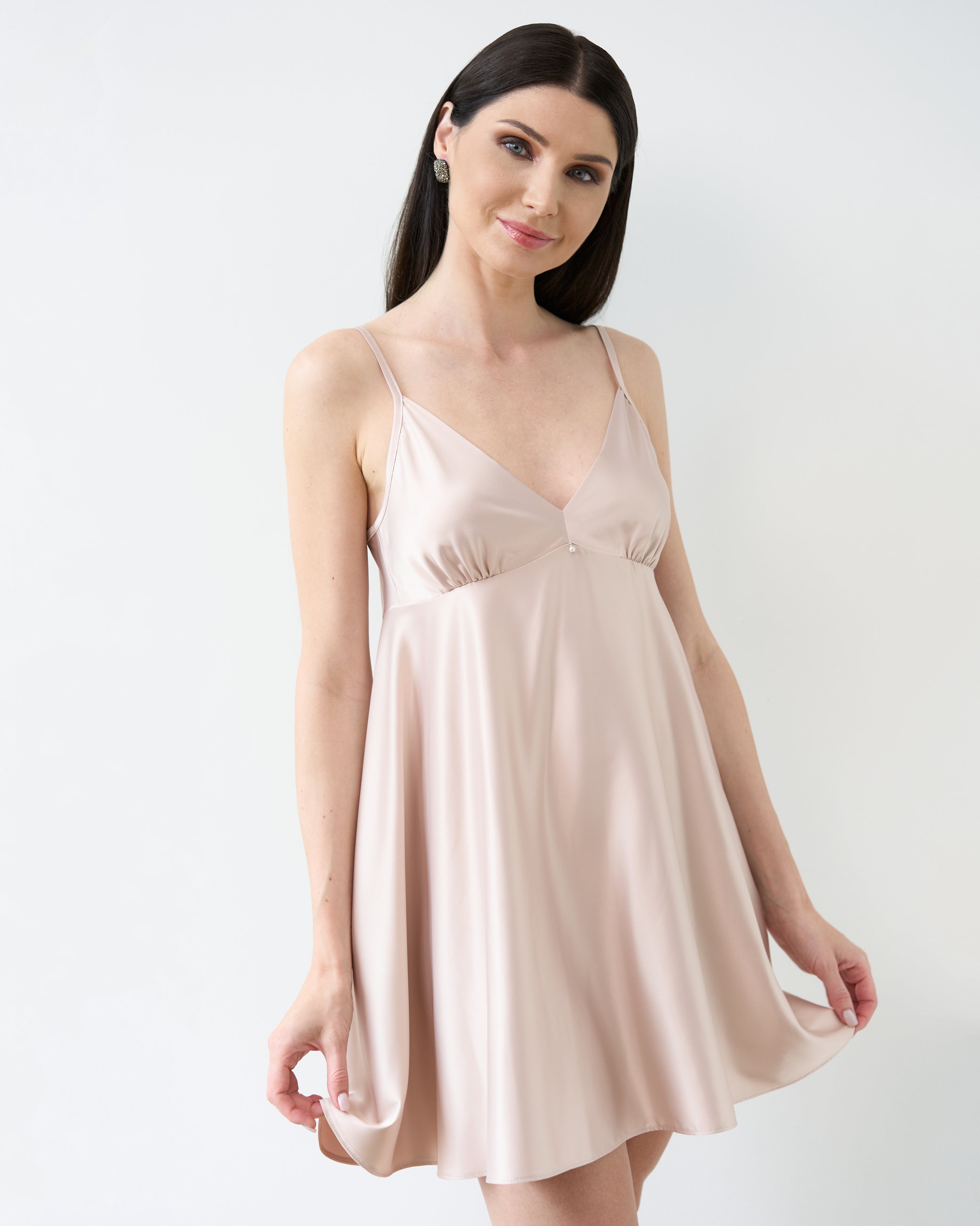 Satin chemise Babydoll S03199 blush