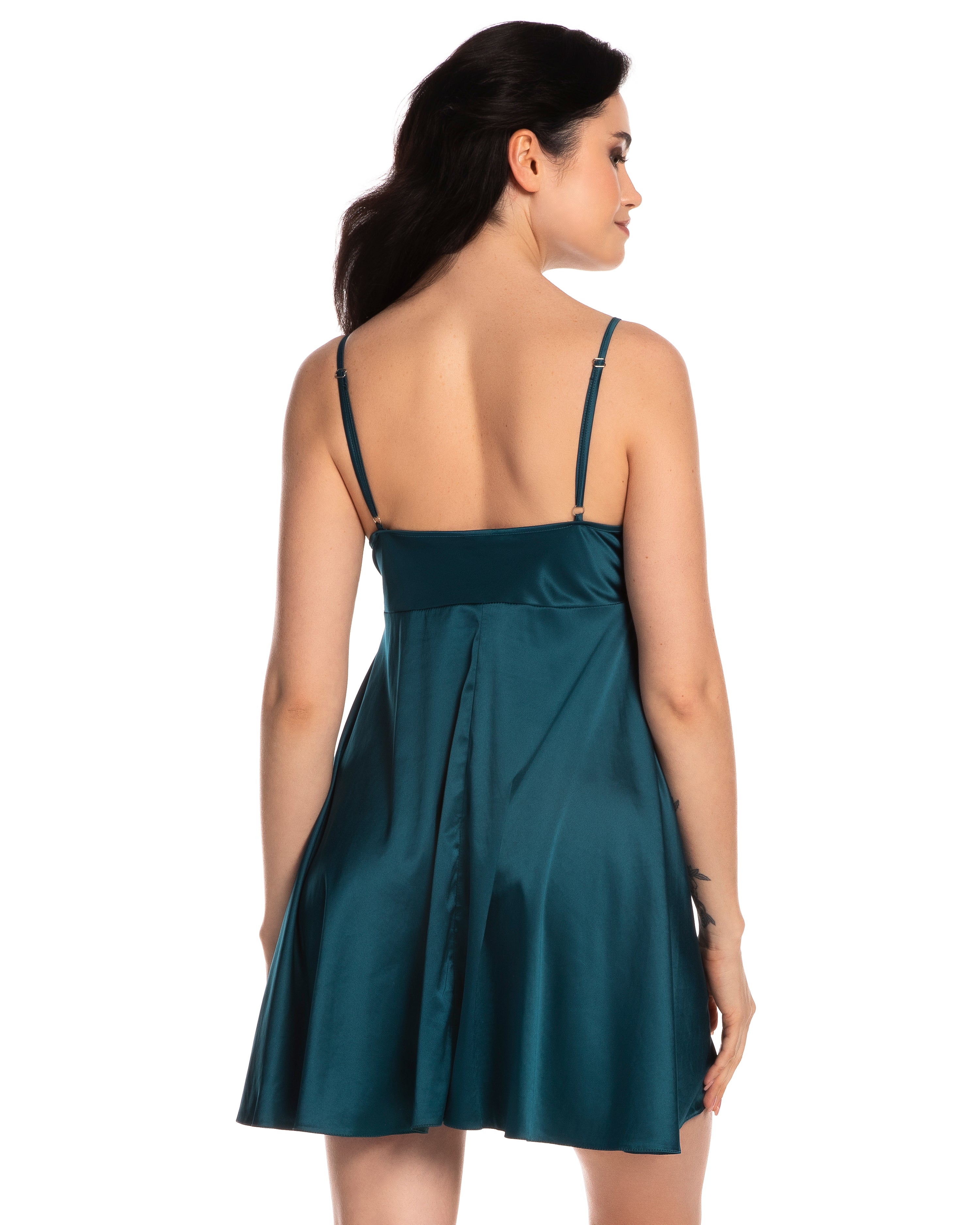 Satin chemise Babydoll S03199 emerald
