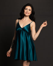 Satin chemise Babydoll S03199 emerald