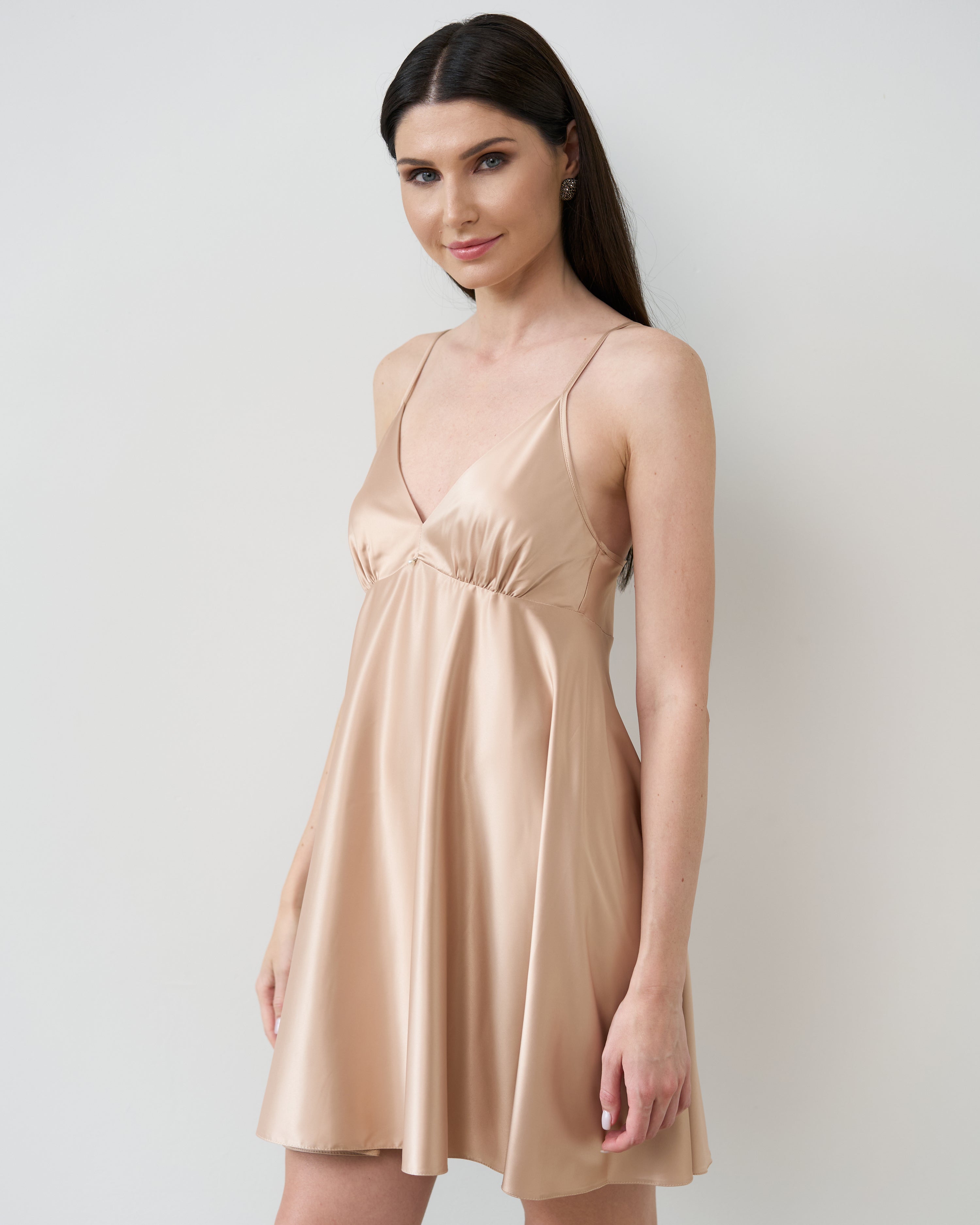 Satin chemise Babydoll S03199 gold