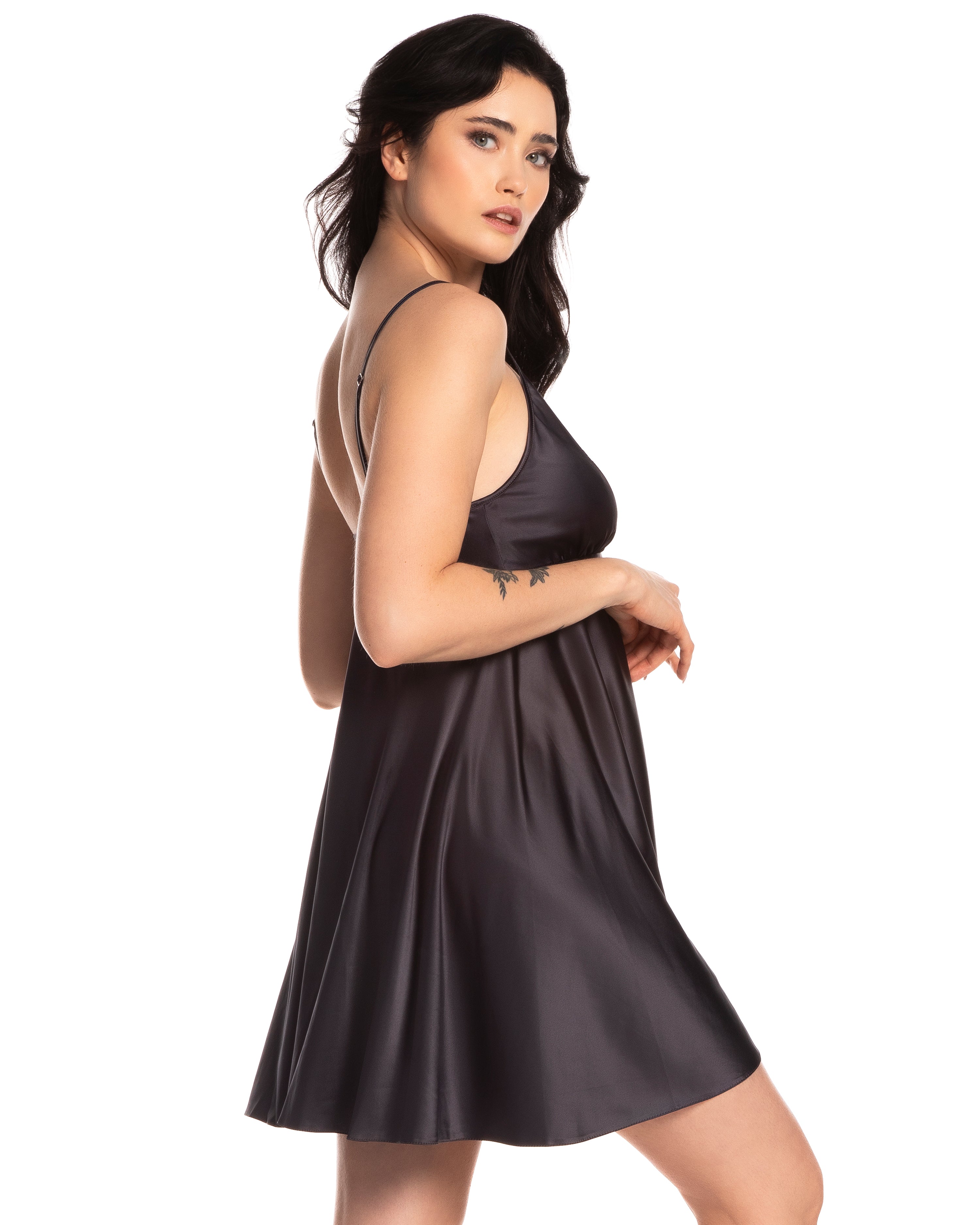 Satin chemise Babydoll S03199 grey