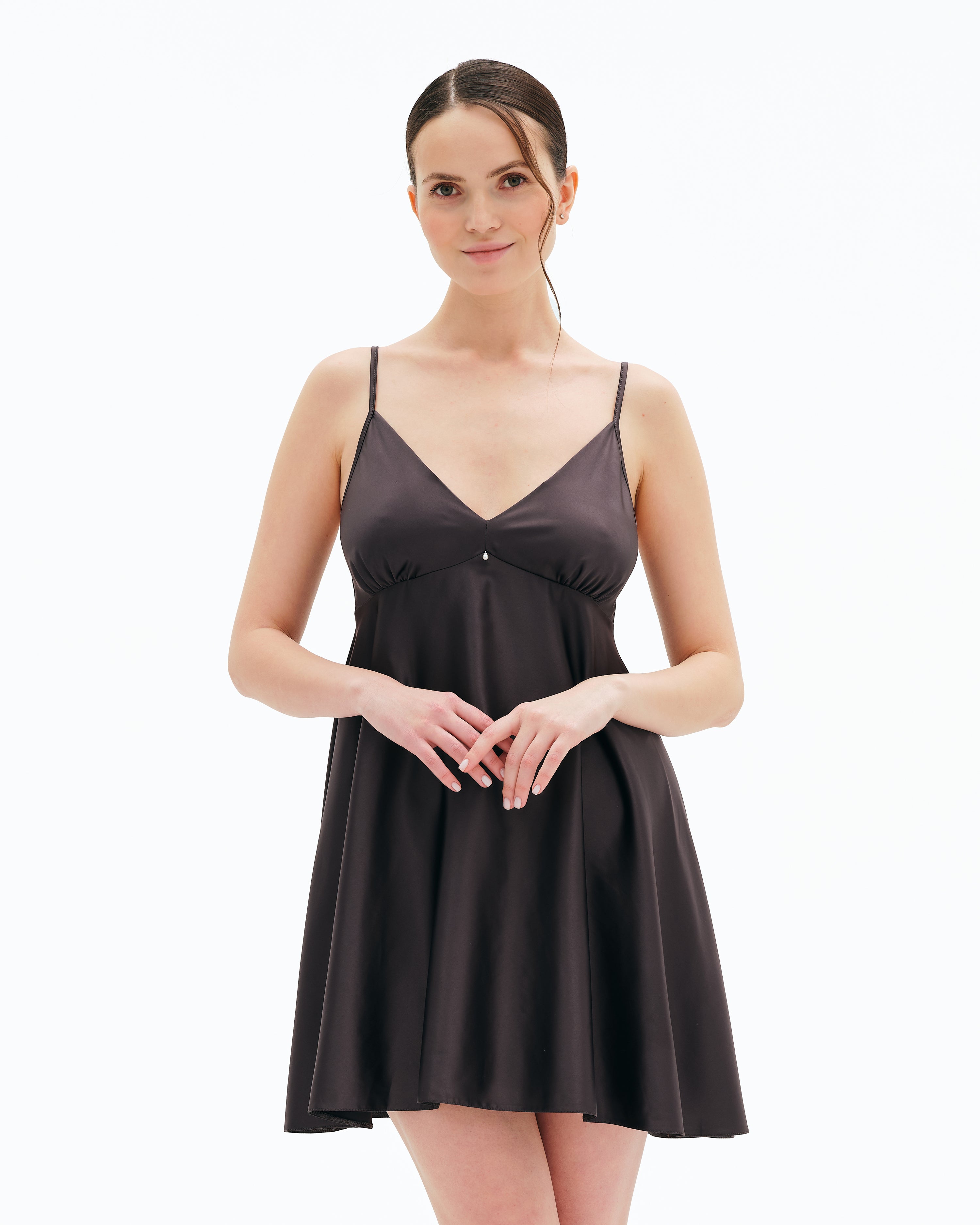 Satin chemise Babydoll S03199 grey