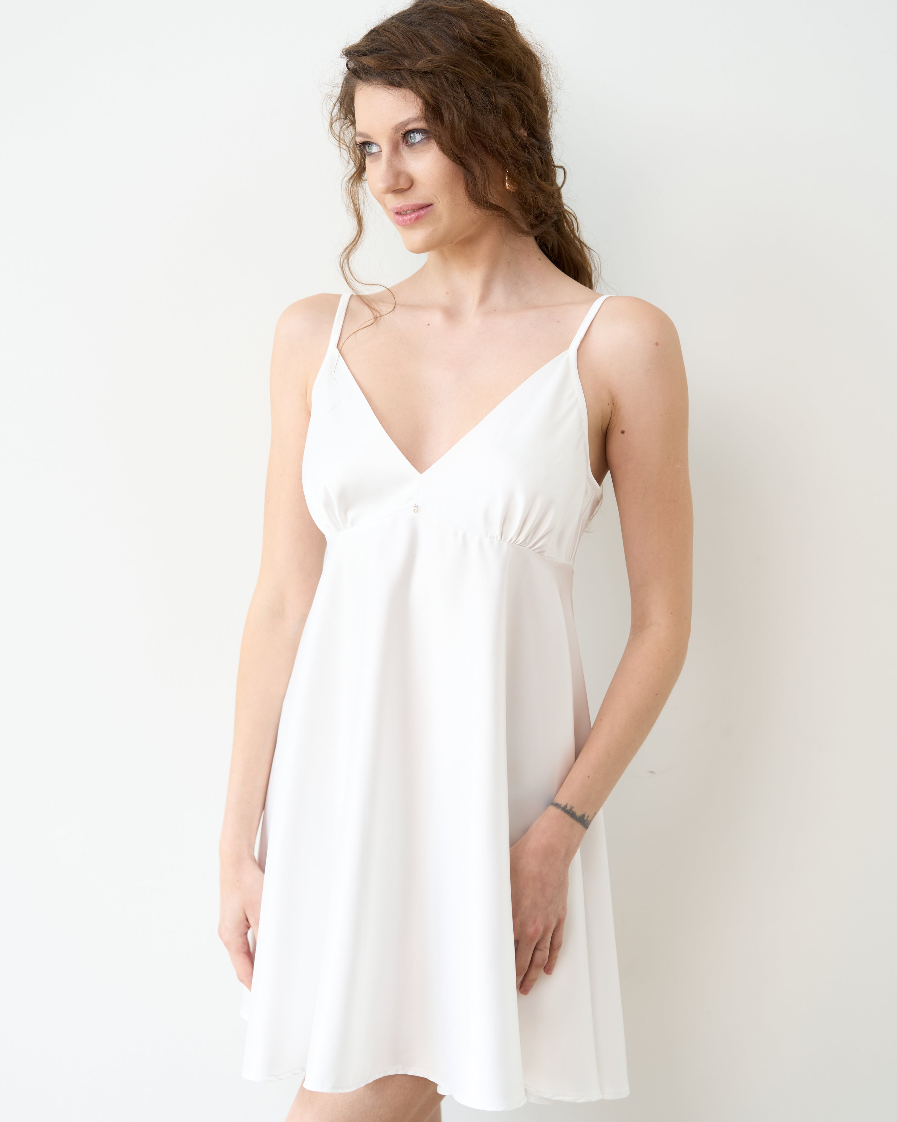 Satin chemise Babydoll S03199 white