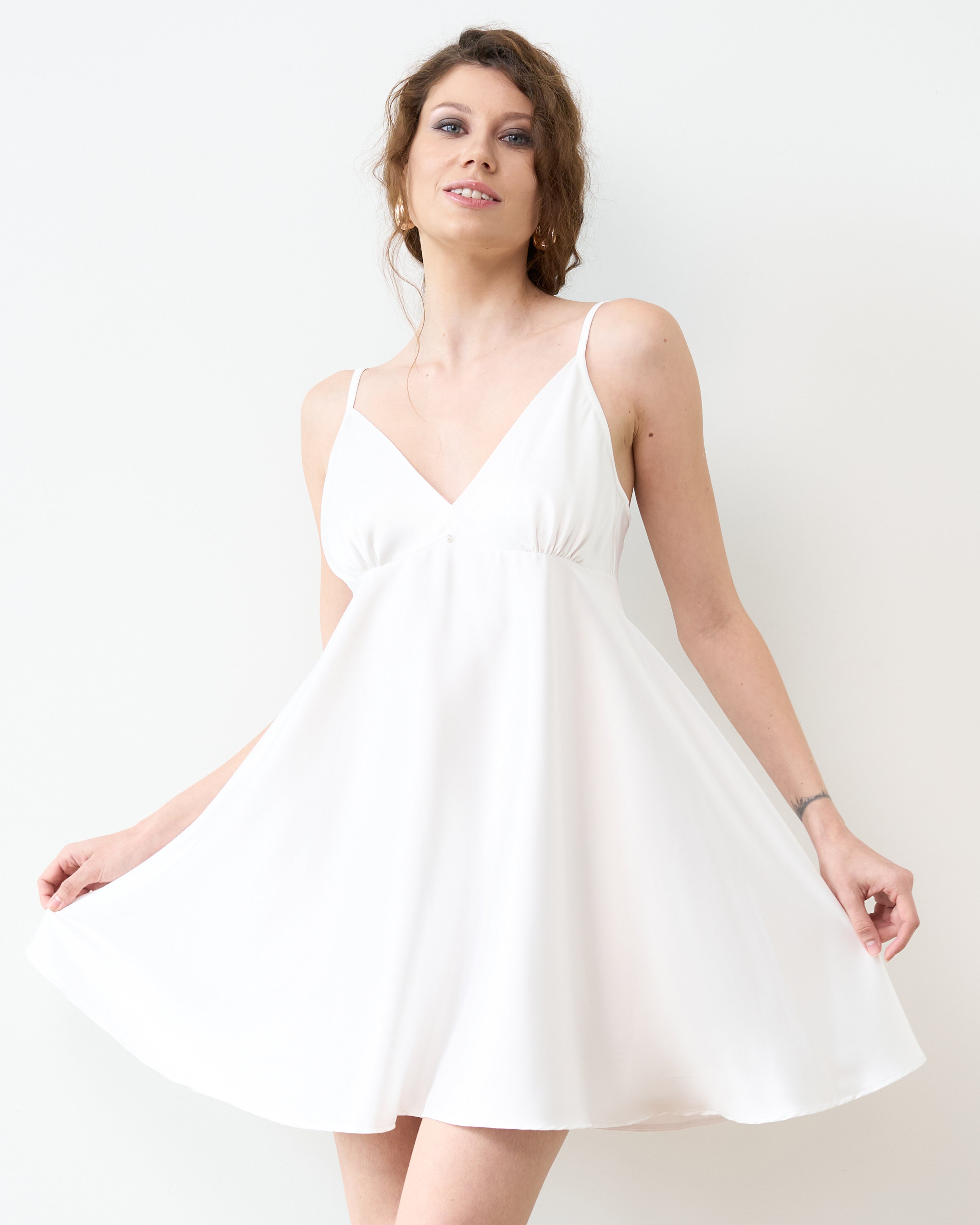 Satin chemise Babydoll S03199 white