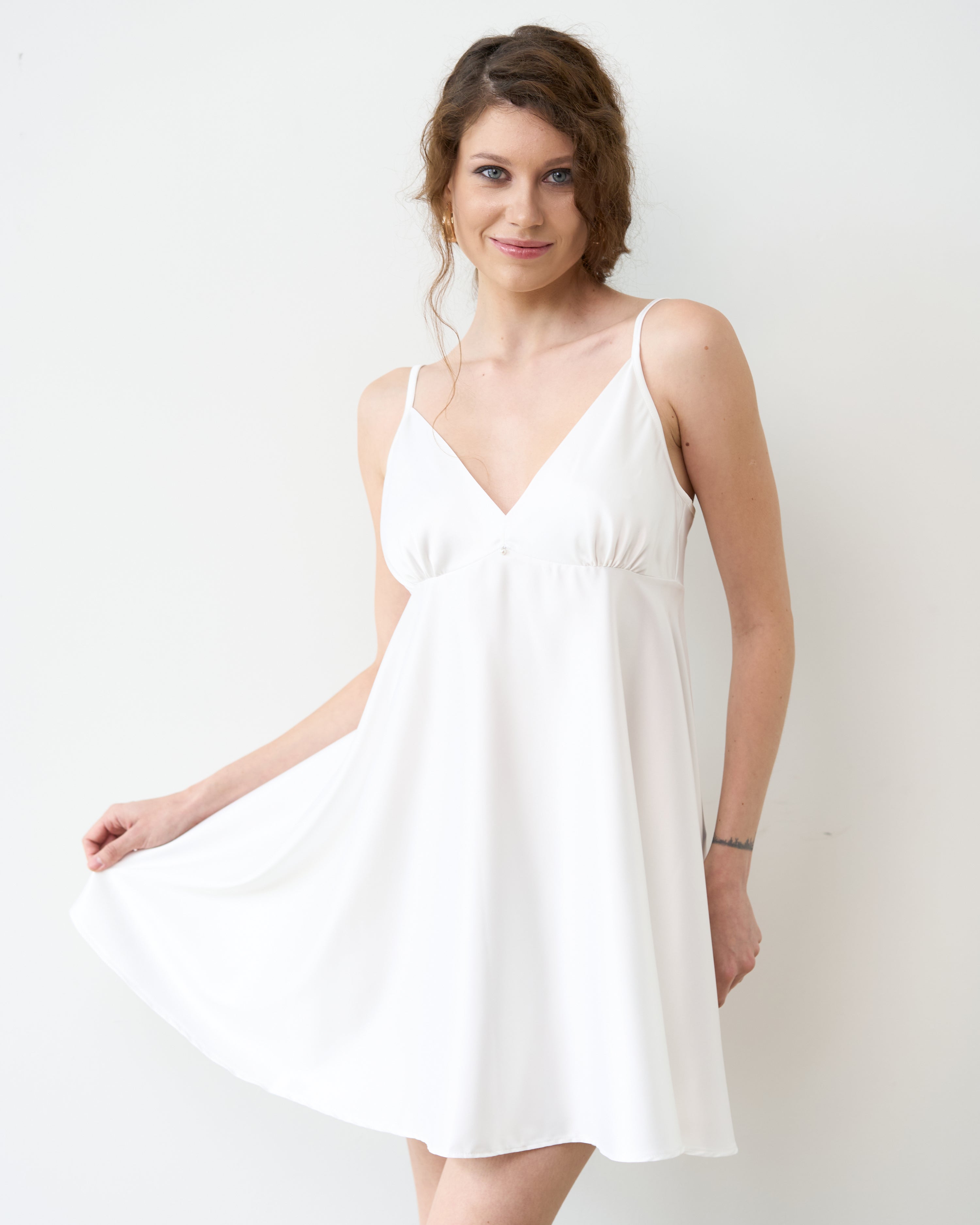 Satin chemise Babydoll S03199 white