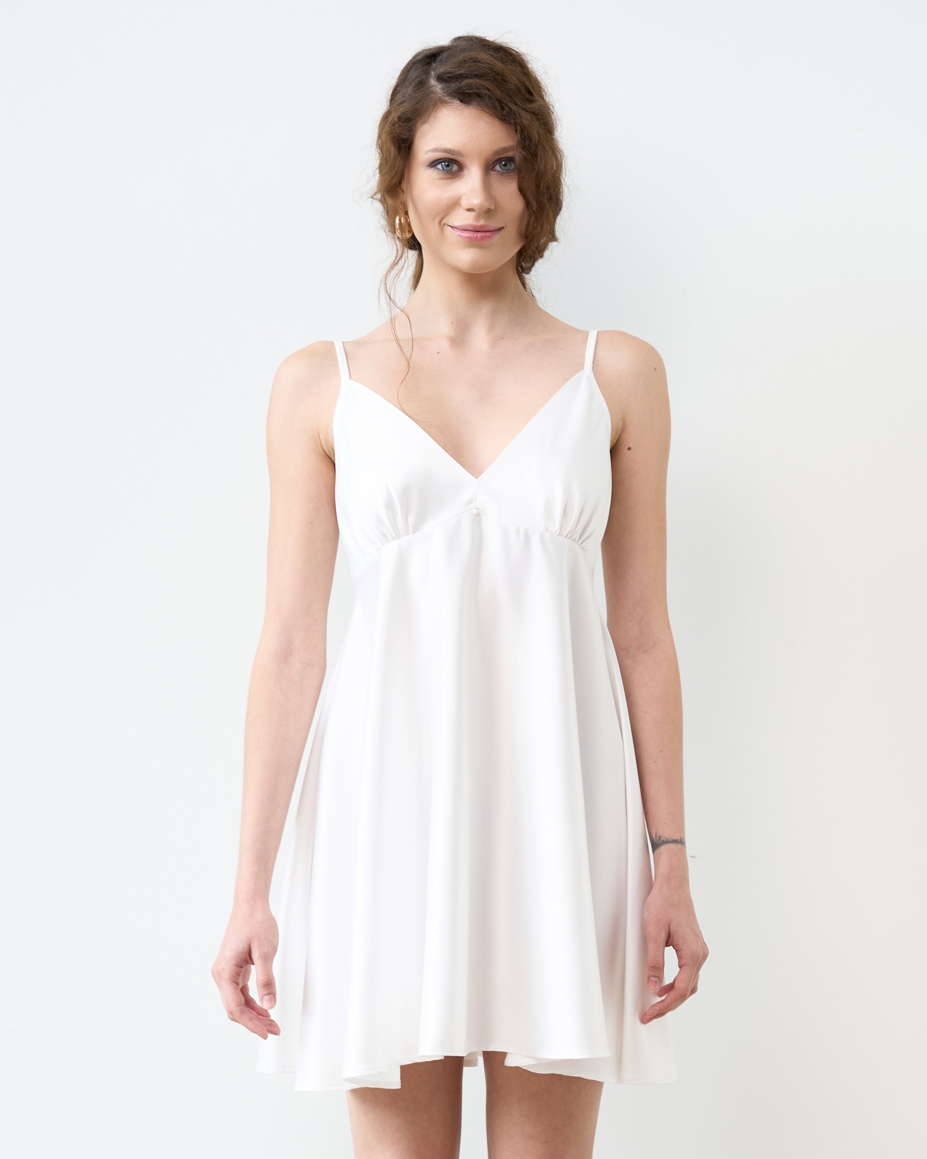 Satin chemise Babydoll S03199 white
