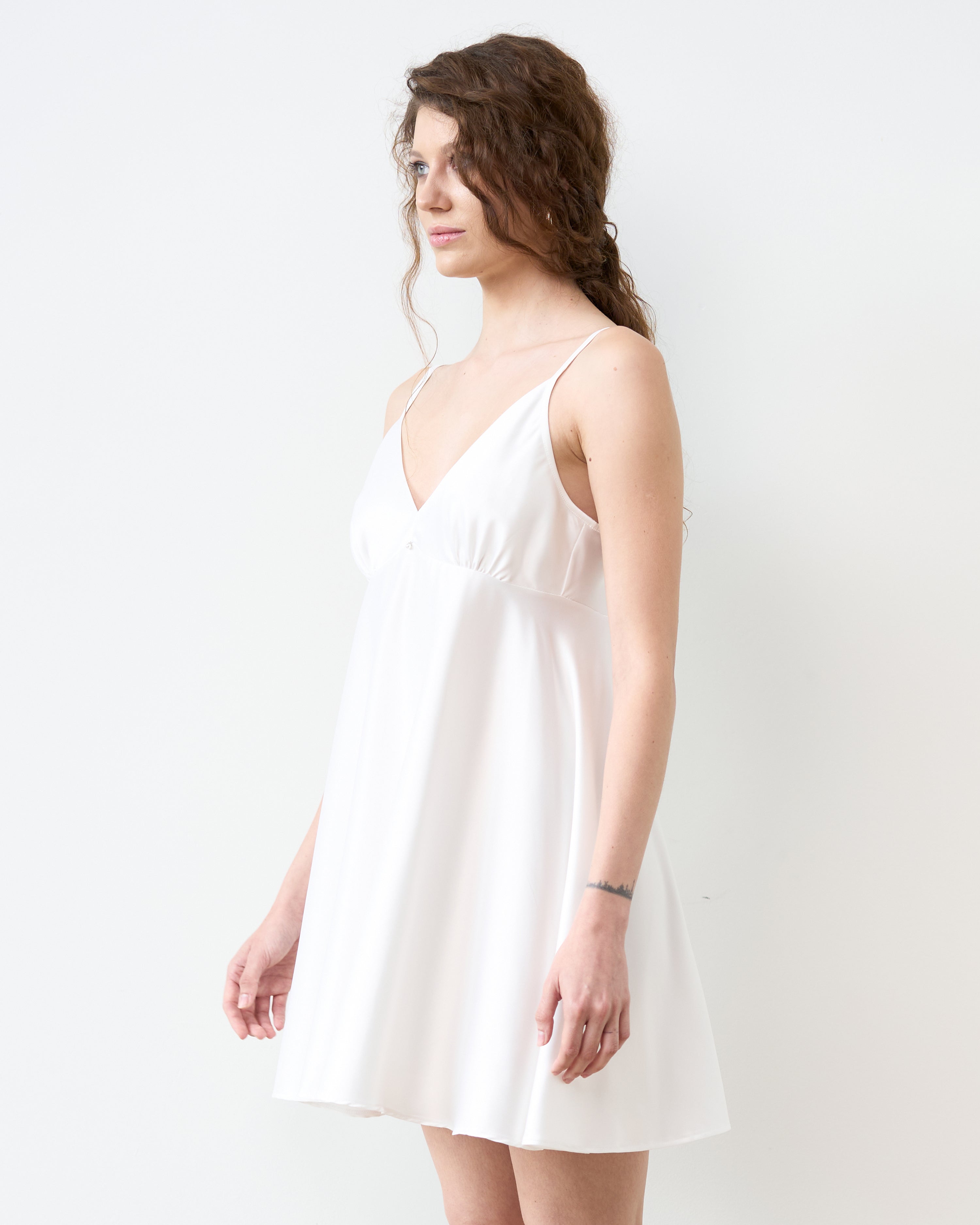 Satin chemise Babydoll S03199 white