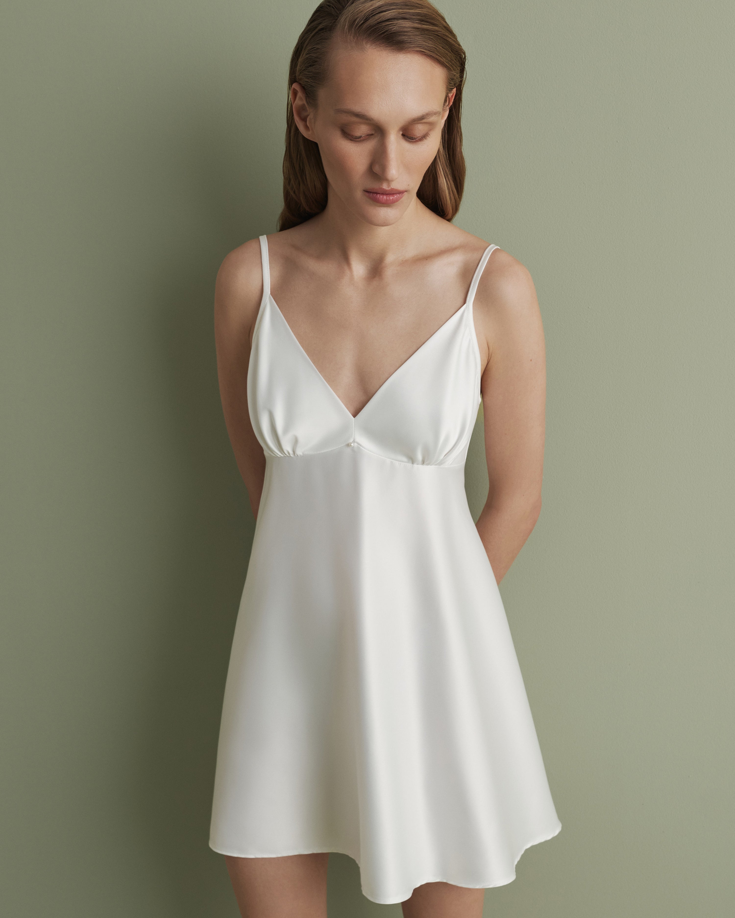Satin chemise Babydoll S03199 white