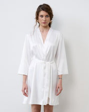 Satin 3/4 sleeve Robe S03200 white