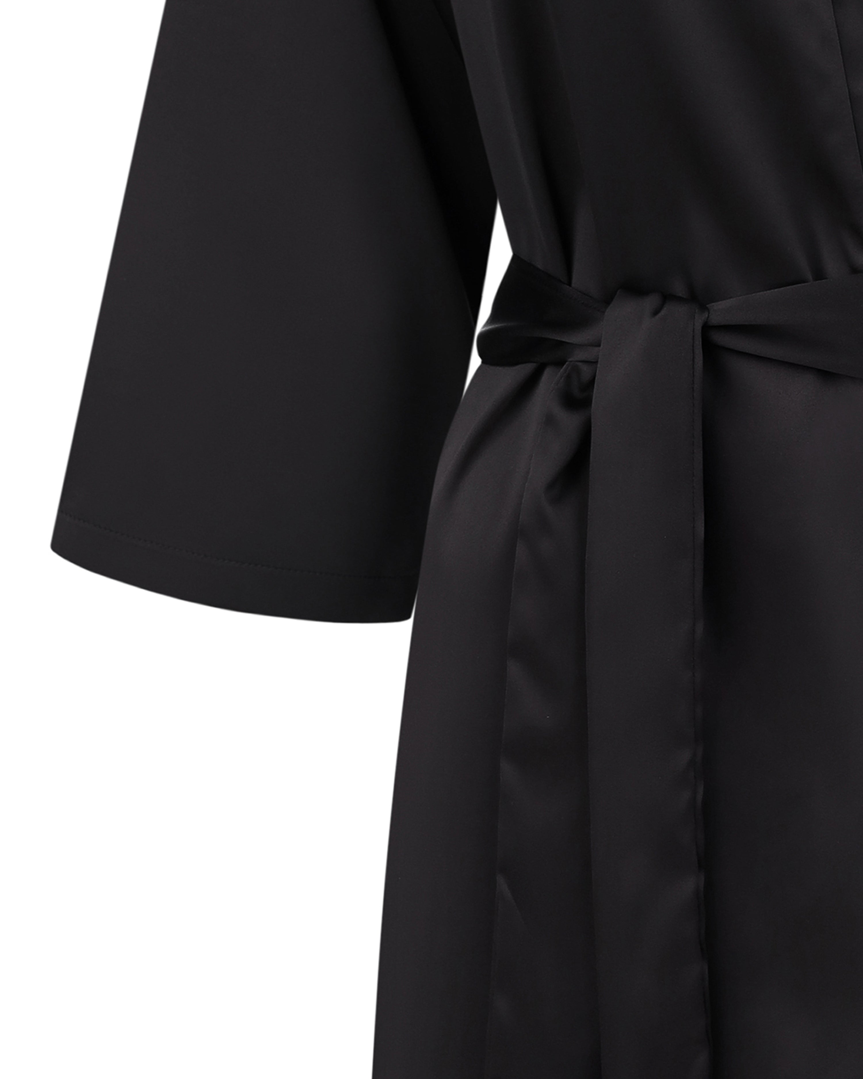 Satin 3/4 sleeve Robe S03200 black