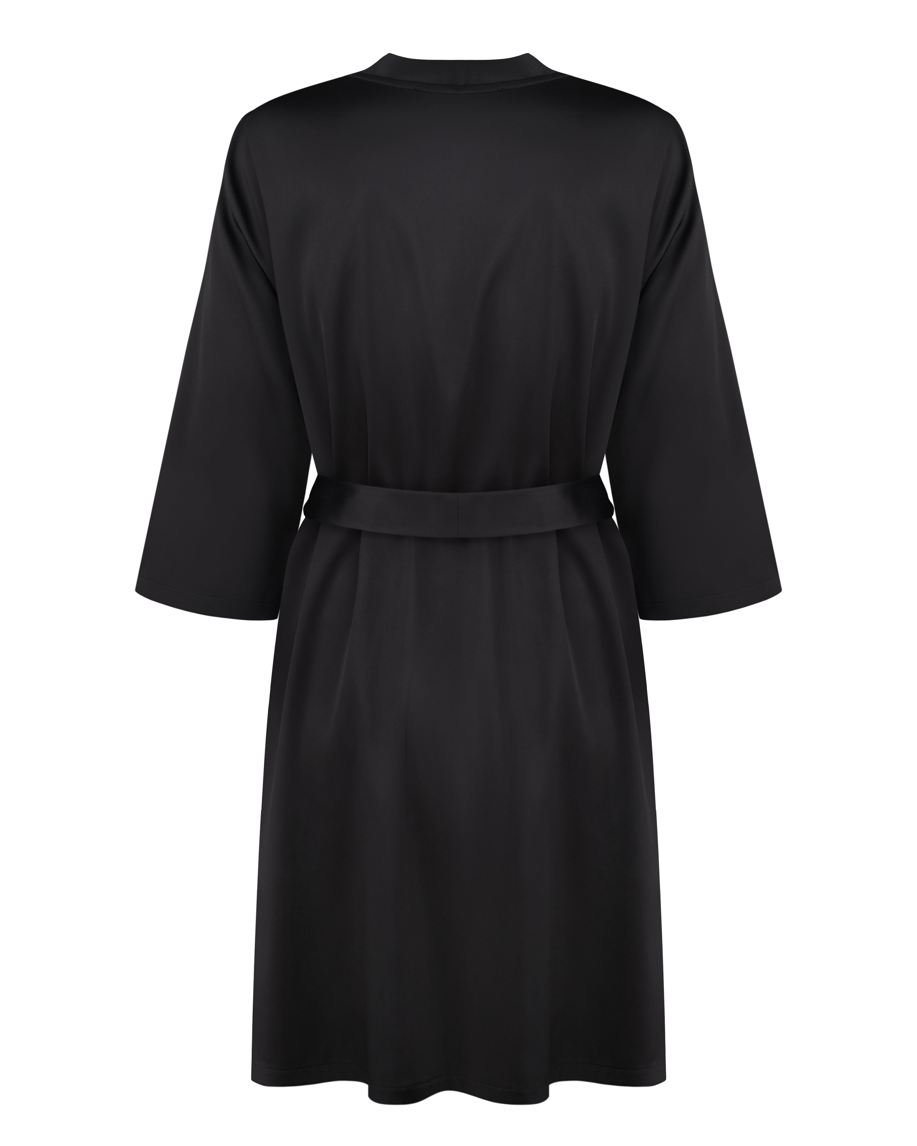 Satin 3/4 sleeve Robe S03200 black