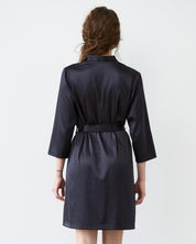 Satin 3/4 sleeve Robe S03200 black
