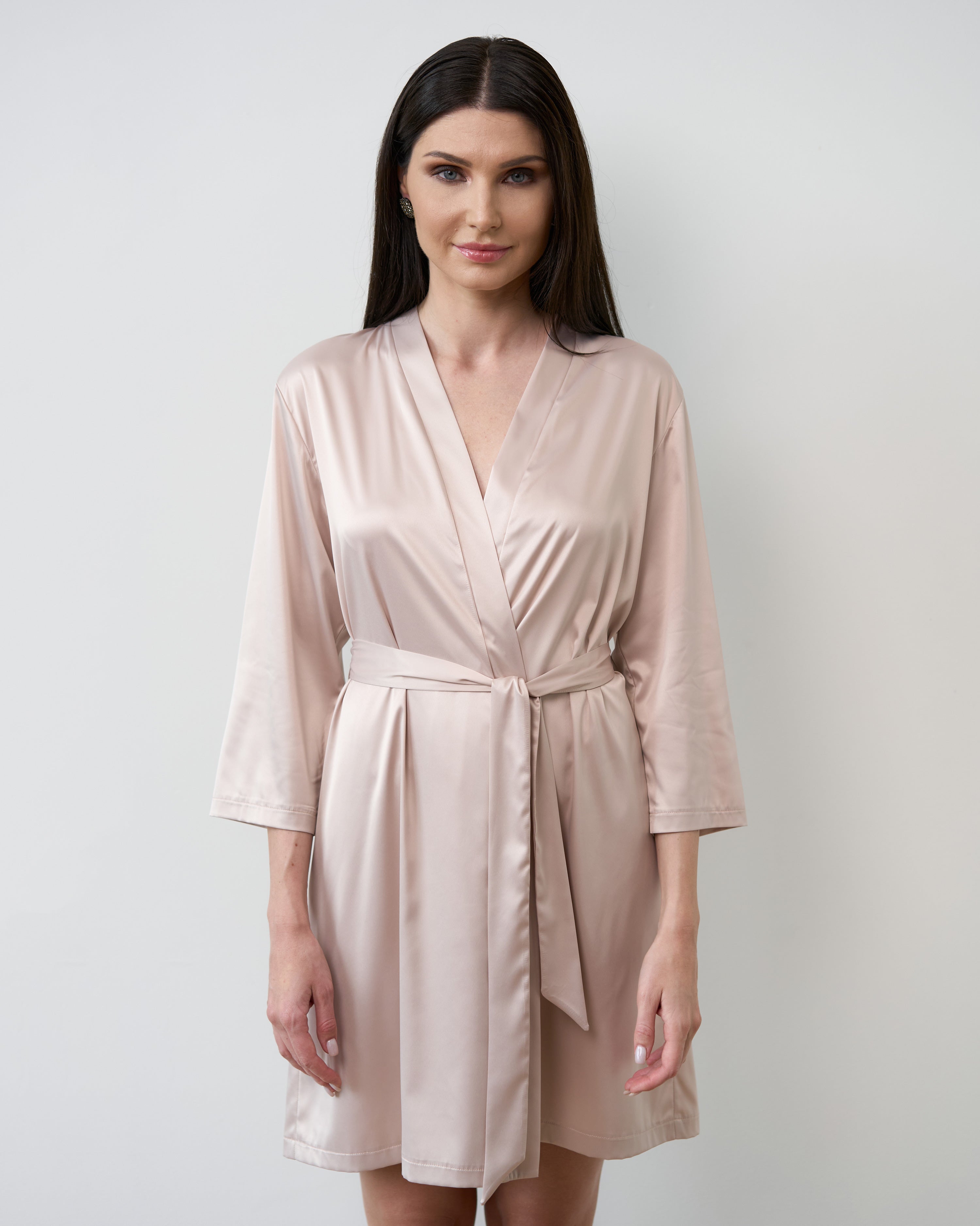 Satin 3/4 sleeve Robe S03200 blush