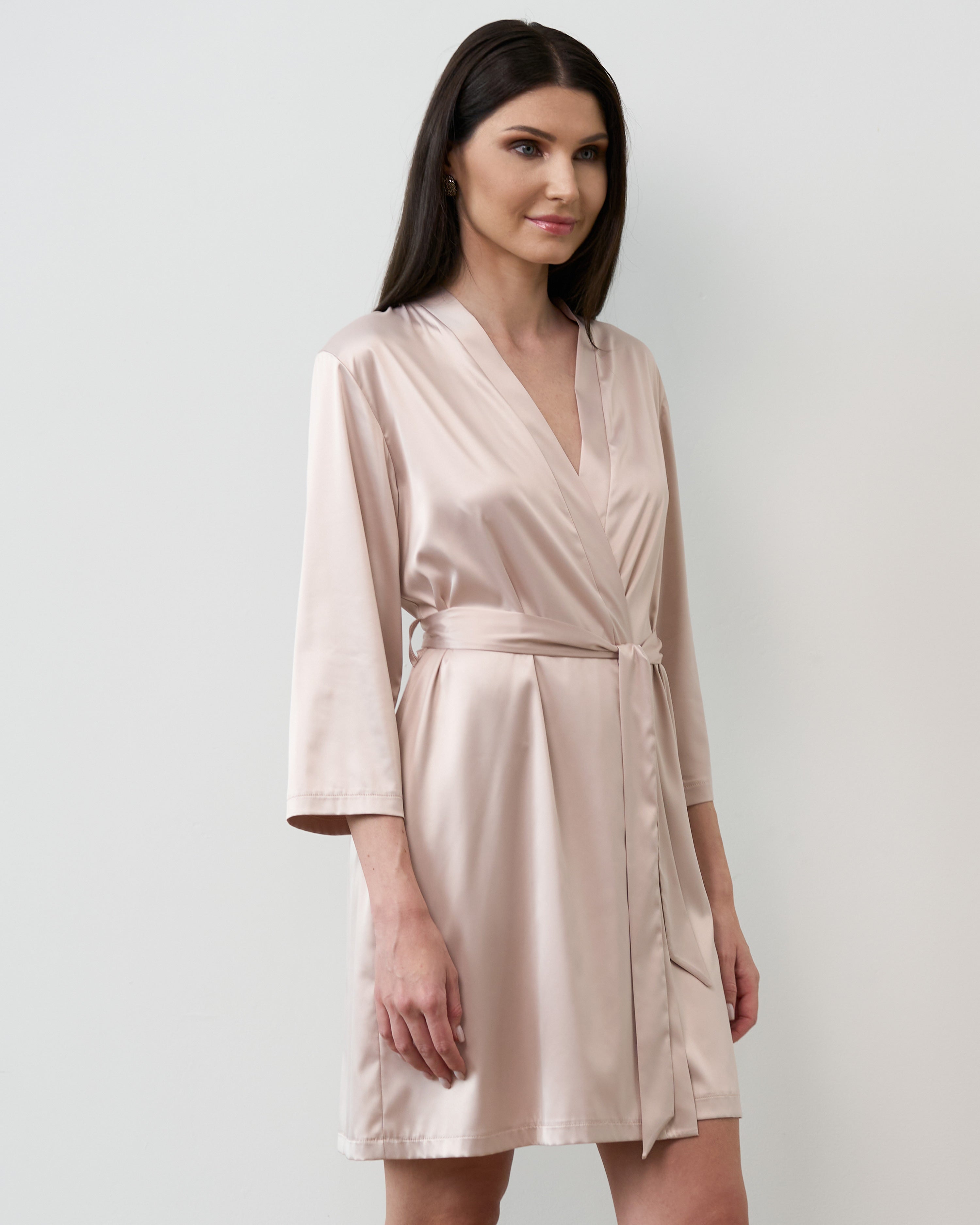 Satin 3/4 sleeve Robe S03200 blush