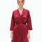 Satin 3/4 sleeve Robe S03200 burgundy