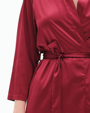 Satin 3/4 sleeve Robe S03200 burgundy