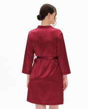 Satin 3/4 sleeve Robe S03200 burgundy