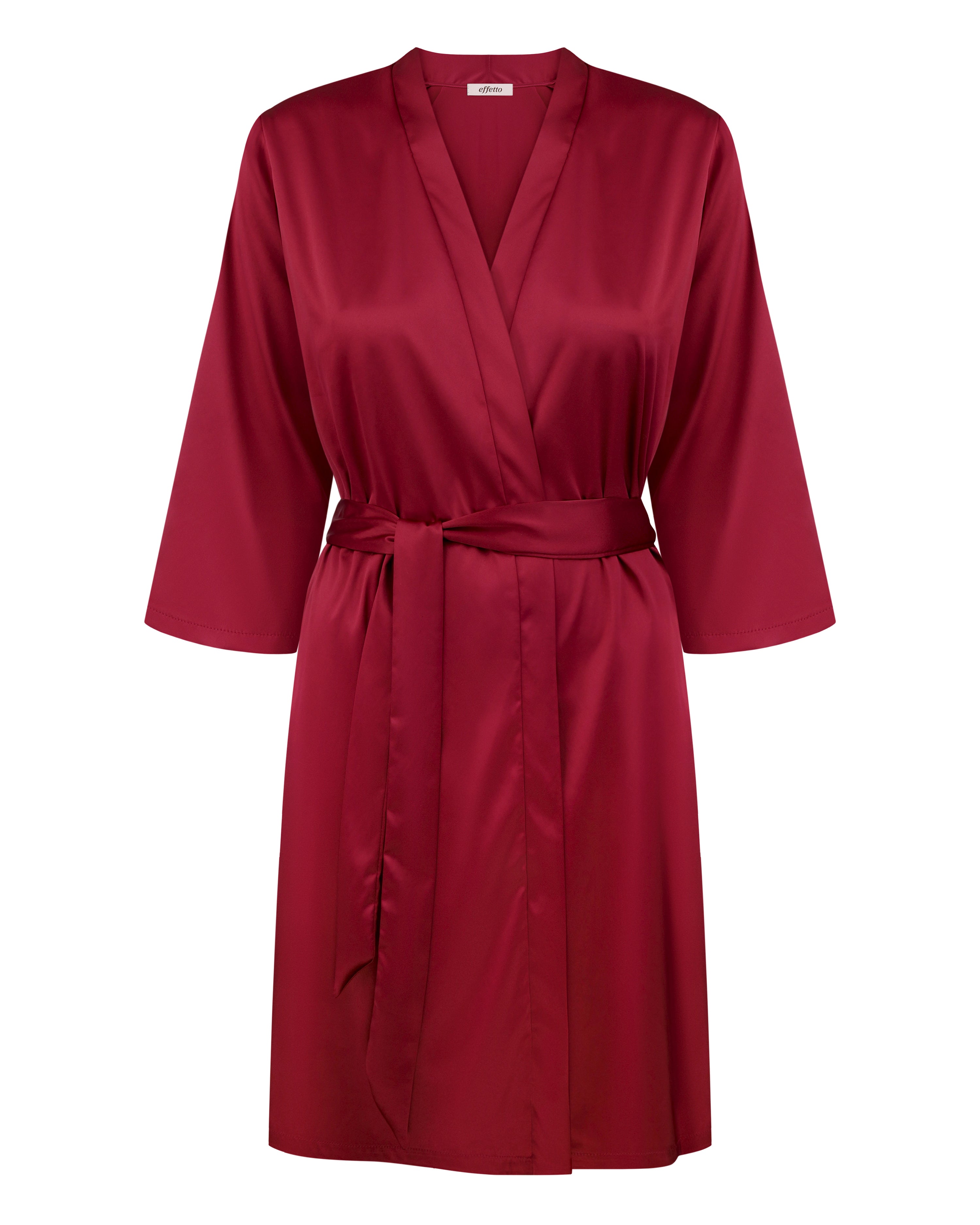 Satin 3/4 sleeve Robe S03200 burgundy