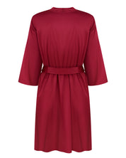 Satin 3/4 sleeve Robe S03200 burgundy