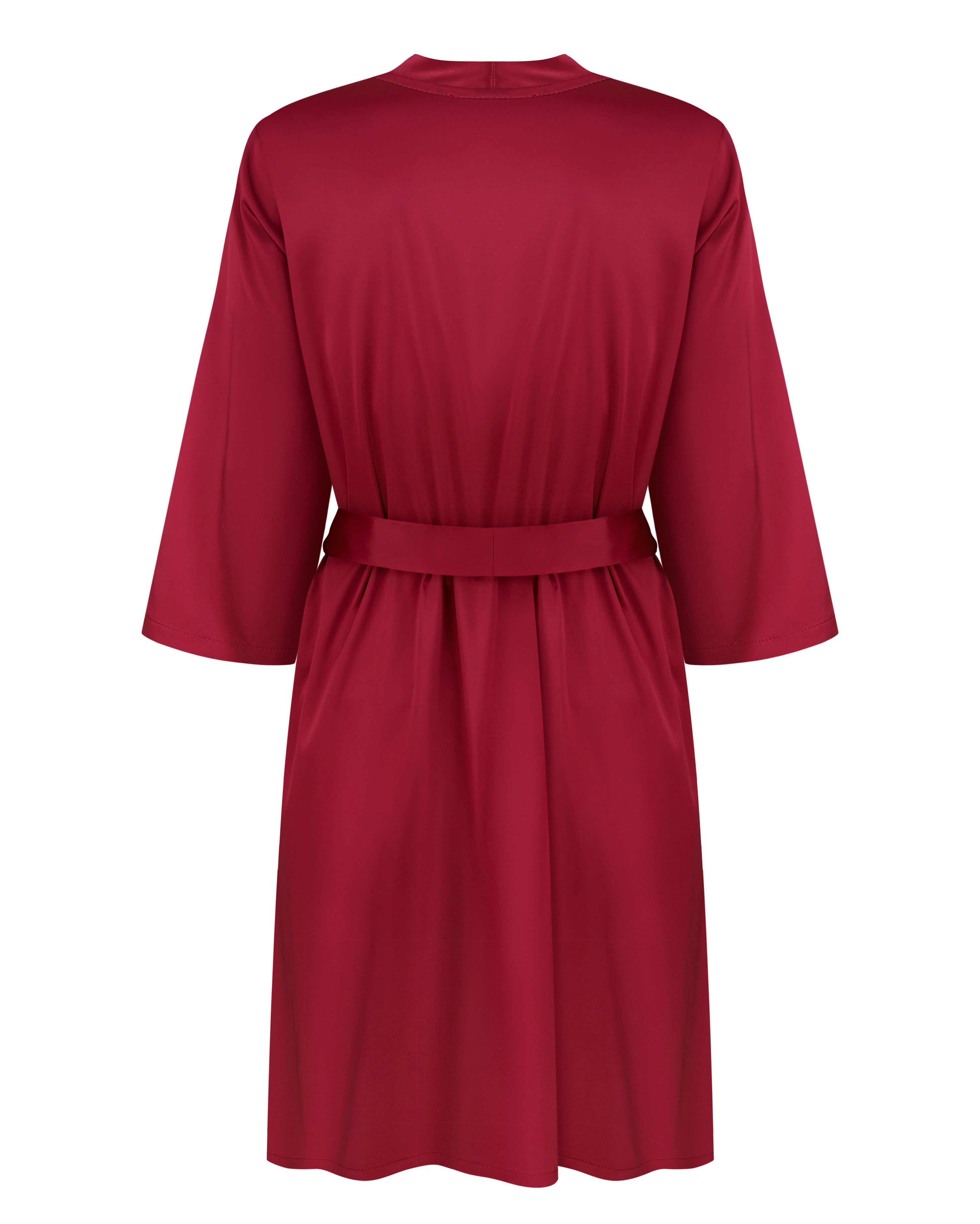 Satin 3/4 sleeve Robe S03200 burgundy