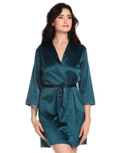 Satin 3/4 sleeve Robe S03200 emerald